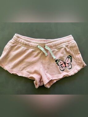 Vintage Havana Pink Butterfly Drawstring Girls' Shorts L 14